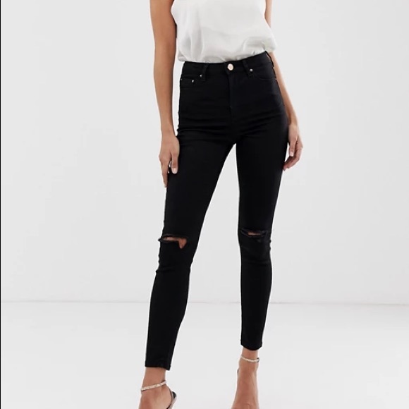 ASOS Denim - ASOS distressed black high rise skinny jeans